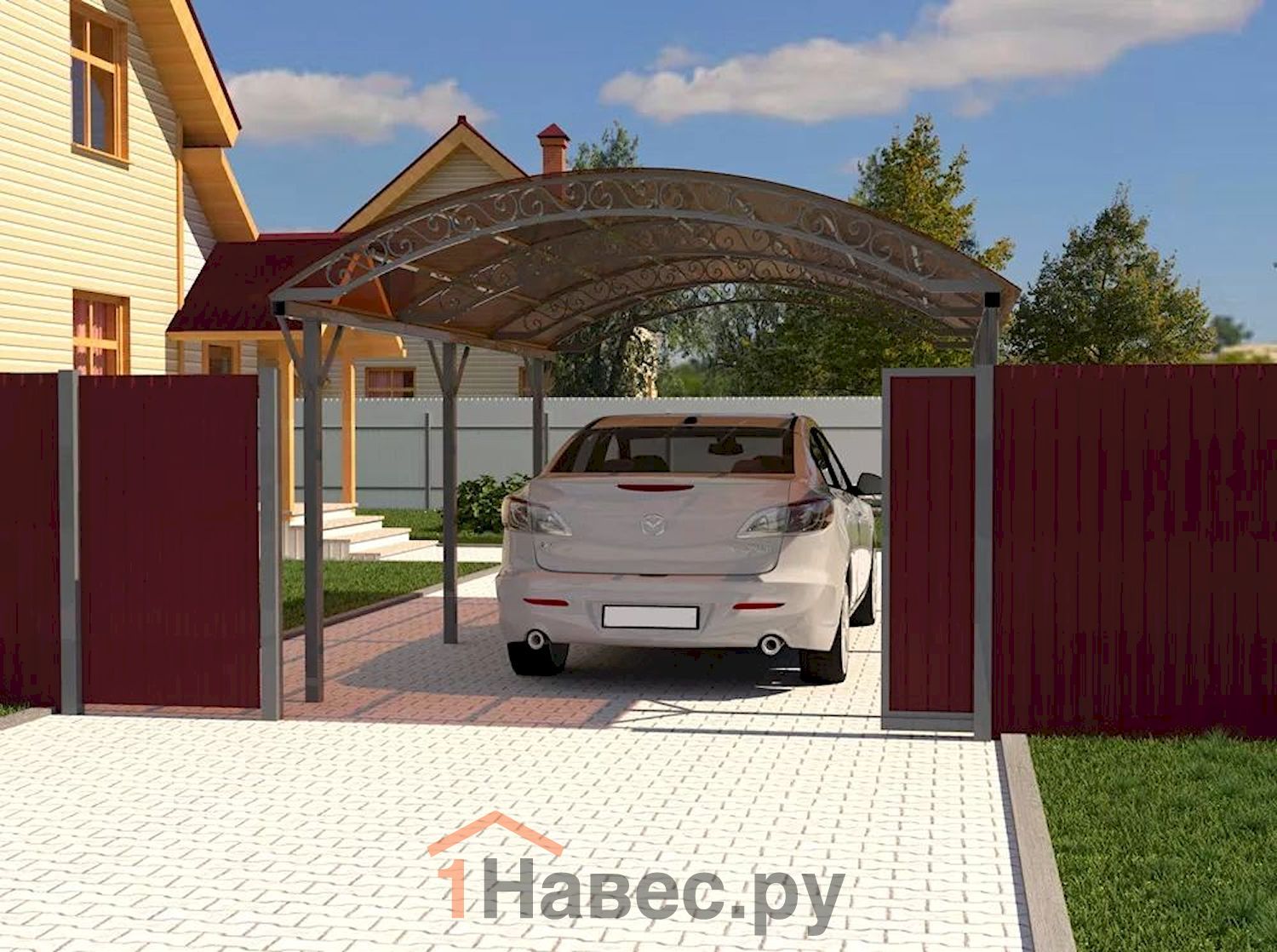 Арочный навес из поликарбоната для авто